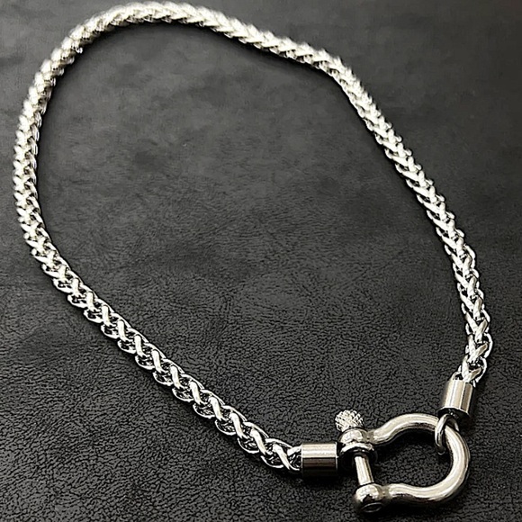 Horseshoe Silver Statement Choker Necklace, Horse D Ring - Picture 2 of 2